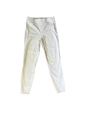 Spanx women's white pull on stretchy slightly ripped frayed jeans size medium